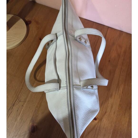 Fossil Jenna Tote Shoulder Bag White Pebble Leather  Large In Size Super Nice! - Picture 7 of 11